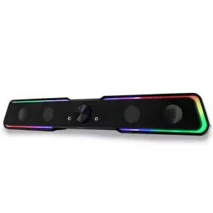 2세대 USB 게이밍 사운드바 듀얼 유닛 6W 헤드폰 마이크 연결 저음 증폭 터치 LED 이퀄라이저 영화 음악 데