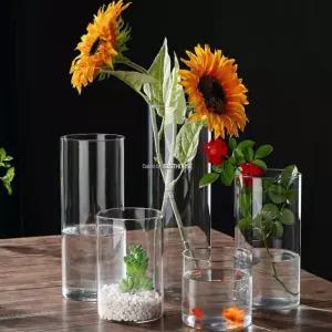 원통 유리 화병 인테리어 꽃병 투명 오브제 조화 미니 글라스