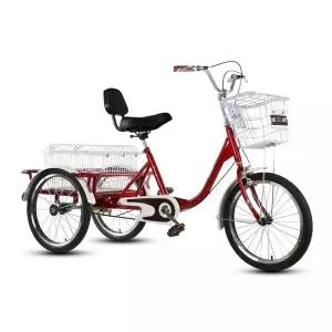 성인세발자전거 어르신 바구니 장보기 16인치 와인
