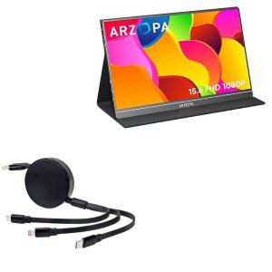 Vilva 휴대용 모니터 V156F115.6인치과 호환되는 박스웨이브 케이블 - AllChargue PD miniSync100W 접이식 고속 충전 USB Jet Black