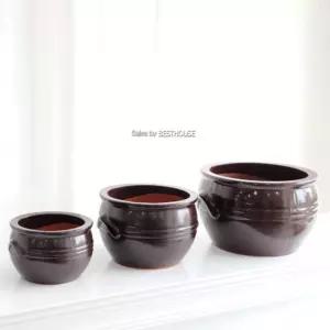 옹기 화분 3호 단지 항아리 도자기원형화분 인테리어 둥근 도기 화초 사무실 거실