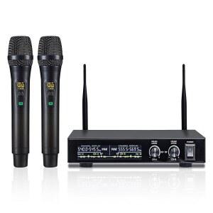 XUNGUAN UR2H 무선 마이크 시스템 다이내믹 핸드헬드 150피트 작동 범위 고정 주파수 노래방 노래 가족 파티 교회 사용
