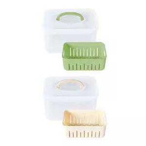 생담 채반 물빠짐 과일 채소 밀폐용기 5L 대형 2개 그린+아이보리야채 플라스틱 밀폐통 밀폐 보관 수분제거