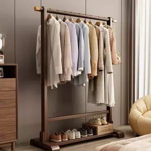 2단 스탠드옷걸이 코너행거 월넛 세탁소 선반 행거 6560cm