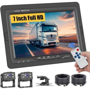 트럭 RV 버스 트레일러용 하이키티 7인치 모니터 키트 차량용 백업 카메라 야간 투시 방수 후방 뷰 후진 모니터9V36V