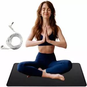 스트레스 수면 에너지 를 위한 접지 매트 정전기 방지 PU 가죽 패드 가정용 요가 직장용 오피스 23.6 x15.7