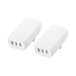 3포트 USB C 충전기 블록 67W - PPS USB-C PD3.1 초고속 충전 삼성 갤럭시 S25 17 에어 프로 맥북 에어팟 닌텐도 스위치 2 등 흰색 2팩