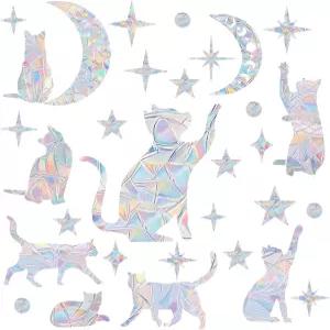 59피스 스타 문 캣 선캐처 창문에 유리 충돌 방지 스티커 데칼 새의 무지개 프리즘 접착력 없음