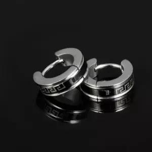 커플 서클 검은 패턴 링 귀걸이-화이트 TcZ7+3dBi