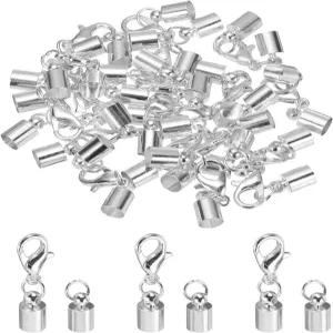 메카닉시티 20개 코드 엔드 캡 3.5mm ID 랍스터 집게 가죽 태슬 주얼리용 길이 실버 제작