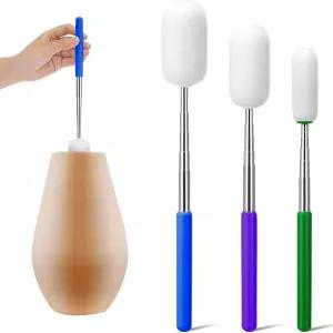 에이미러브 3개 도자기용 텔레스코핑 스펀지 스틱 27인치 길이의 분리형 세라믹 도구를 사용하여 과도한