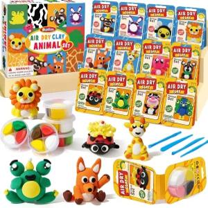 들을 위한 에어 드라이 클레이 키트 도구와 튜토리얼이 있는 12박스 모델 매직 아트 및 공예 끈적임 없음
