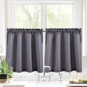 발레아 홈 와플 위브 텍스처 하프 윈도우 티어 커튼 욕실 짧은 덮는 주방 발수 창문 72인치 x 24인치 회색