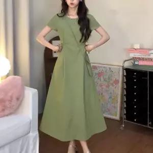 [아리엘스타일]허리라인 슬림핏 롱플레어원피스 타타젤원피스