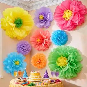 알레코노 9개의 거 종이 꽃 벽을 초대형 수제 티슈 장식 멕시코 피에스타를 크레페 플로럴 결혼식 배경