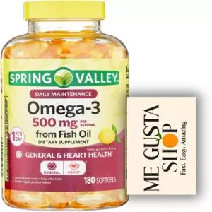 스프링 밸리 3 500mg 80 피쉬 오일 식이 보충제 소프트젤 + 미 타 스티커