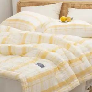 자취생침구세트 체크 여름 베개 이불 Q 옐로우 시어서커 침구 세트