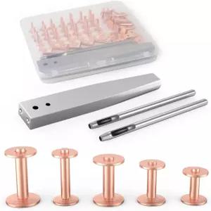 가죽 공예용 펀리아 24pc 구리 리벳 및 세터 도구 패스너가 포함된 버르 키트 벨트 지갑 목걸이용 펀치