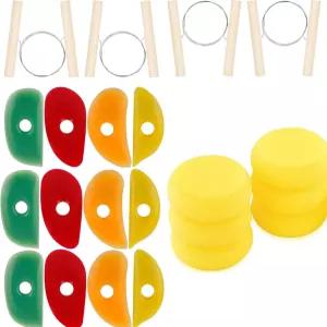 도자기 스타터 키트 22피스 세라믹 도구 세트 부드러운 고무 리브 2개 원형 스펀지 6개 와이어 클 커터