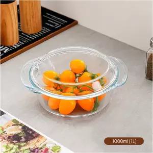꾹상점3  내열유리 루미나D 원형 용기 전자레인지 뚜껑 오븐그릇 2000ml