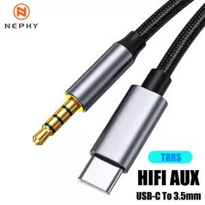 AUX선 옥스선 케이블 스테레오 오디오 연결선 USB C~35mm TRRS 4 극 Aux iPhone 15 Pro Max iPad Xiaomi 헤