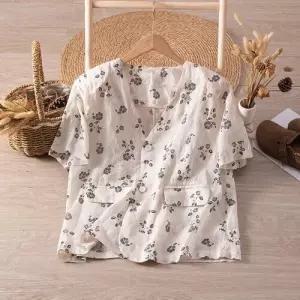 여성용 플라워 독보적인예쁨 코트 정장 자켓 모시 반팔 가벼운 브이넥 자수 인기2