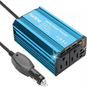 400W 파워 인버터 65W PD USB-C 및 18W QC 고속 충전 포트와 차량용 AC 콘센트 2개 포함 FSATBTNE DC 12V