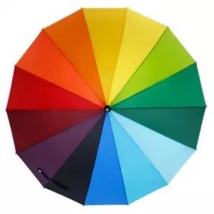 ( )무지개 컬러 패션 장우산 60cm 14K 튼튼한 살대 폰지 원단 디자인 자동 우산 대형 사이즈