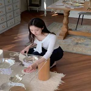 벨릿 스카프 타이 티 / 하객룩 여리 레이어드 블라우스 타이블라우스 레이어드티 이너티 오프숄더 데이트룩