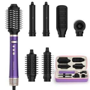 TASNEEM 7 in 1 핫 에어브러쉬 회전 헤어 드라이기 브러쉬 자동 랩 컬러가 있는 에어 스타일러 이온 블로우 스트레이트 타원형 여행 케이스가 멀티 열 손상 없음