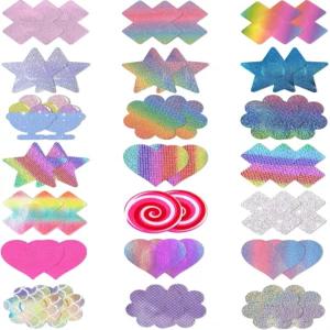 RifaUM 21쌍 페이스트리 레이브 액세서리 팩 페스티벌 니플 커버 가슴 스티커 자가 접착