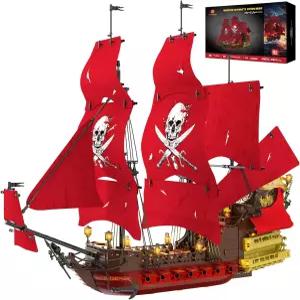 JMBricklayer 해적선 건조 세트 라이트 리벤지 모형 보트 40003 홈 오피스 장식용 대형 수집품 키트 성인
