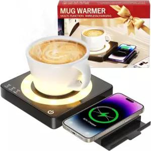 홀브이 커피 머그 워머 스마트 자동 전화 충전 15W 우유 열 온도 차블랙 캔들 조절 무선 꺼짐 음료