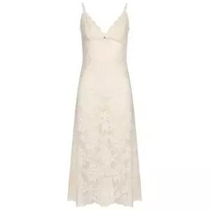 원더브라 여성 시스루 밴딩 주름 레이스 롱 슬립_크림 936351