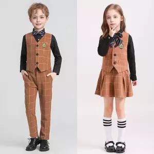 윈도우페인 빅체크 교복세트(양장조 양장조끼 카라멜