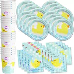 러버 덕키 생일 파티 용품 세트 접시 냅킨 컵 식기 키트 16인용