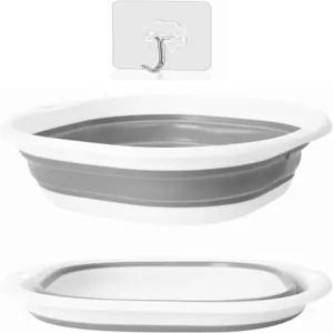 MxTong 접이식 세면대 초슬림 1.4 싱크대 욕조 3.5L 후크 가벼운 휴대용 기숙사 여행 작은 세탁 및