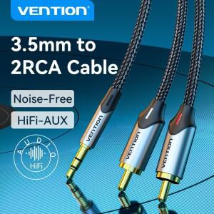 Vention RCA 케이블 HiFi 스테레오 3.5mm 잭-2RCA 오디오 AUX Y 분배기 앰프 홈 시어터