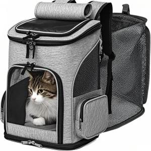 확장 가능한 고양이 배낭 캐리어 - 최대 17파운드의 소형 반려견을 위한 항공사 승인 반려동물 야외 캠핑