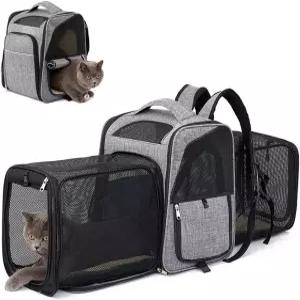 대형 확장형 반려동물 배낭 캐리어 통기성 메쉬 창문이 있는 더블 익스텐션 옥스포드 천 고양이 및 반려견