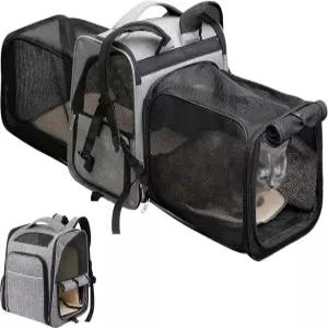 라라 펫 확장형 고양이 백팩과 통기성 메시 파우치가 있는 접이식 사이드 최대 16파운드의 휴대용 반려동물