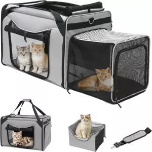 24인치 x16인치 x17인치 부드러운 고양이 여행용 캐리어 2마리 확장형 장거리 자동차 대형 최대 55파운드