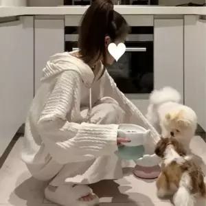 [하프클럽/]귀여운원피스 파자마 여성후드 실내복