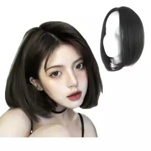 여성 고열사 단발 통가발 블랙 1P 시스루뱅 전체가발 Wpp6+9tRY