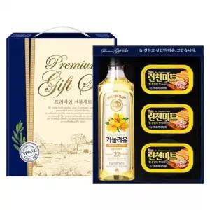 선물세트 프리미엄 기쁨1-1호 해표카놀라유500mlx1병+롯데런천미트120gx3캔
