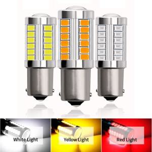 2pcs LED 자동차 조명 1156 BA15S PY21W P21/5W 7440 높은 밝은 5630 33SMD 방향 지시등 DRL 전구 12V