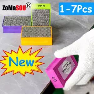 호환 ZOMASOU 1-7Pc 다이아몬드 핸드 폴리싱 패드 스톤 대리석 세라믹 연마 샌딩 디스크 타일 유리 연마 그