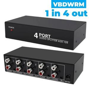 RCA Aux 오디오 분배기 1입력 4출력 스테레오 3.5mm L/R+Aux - (PC, 노트북, DVD 스피커용)