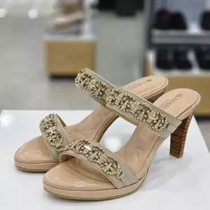 탠디 W123A050 여성 8cm 스킨베이지 큐빅 스트랩 뮬 슬리퍼 가보시 샌들 TD118 JK1257480