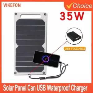 야외 비상용 USB 5-35W 방수 휴대용 충전기 태양광 패널은 하이킹 캠핑용 배낭에 부착할 수 있습니다